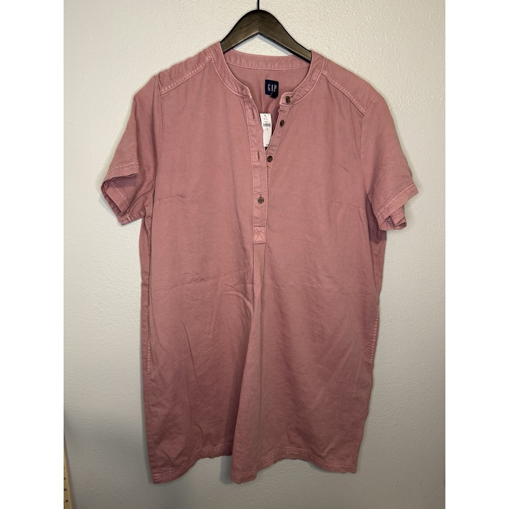 NWT Gap Popover Dress Denim Knee Length Pink Cotton Lyosel Pockets Spring XL